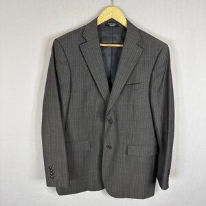 Geoffrey Beene Super 100’s Wool Blazer 42L Gray Pinstripe 2 Button Sport Coat